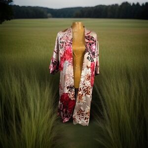 Chico's Kimono NWT Vibrant Bold Floral Satin festival flowy vacation